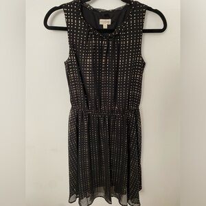 Maison Jules Black and Gold Polka Dot Dress